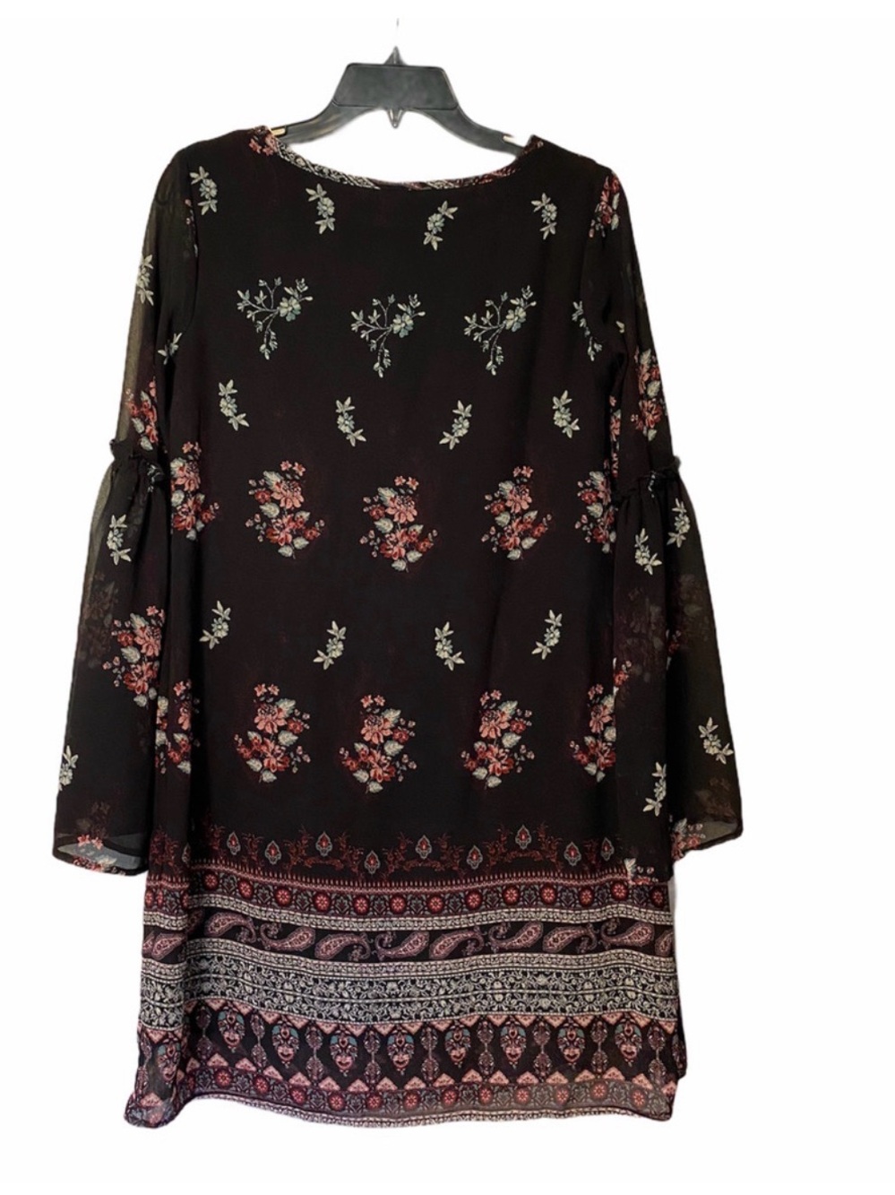 Xhilaration Black Floral Border-Print Tunic Dress